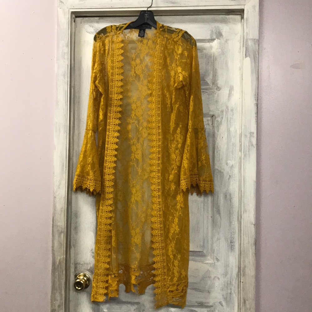 Long lace duster with bell sleeves